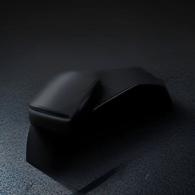 AI-generated matte black smartwatch product photo on a dark stone pedestal